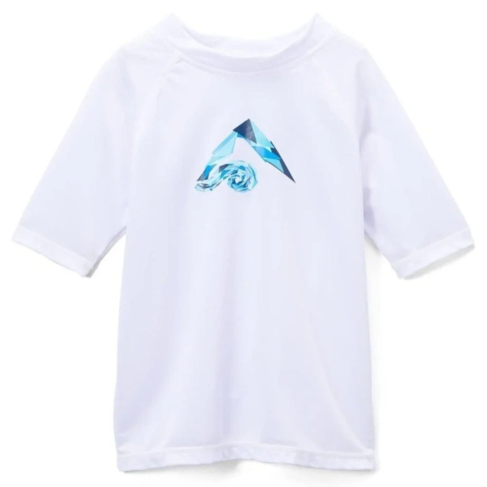 Kanu Surf Boys' Haywire White UPF 50+ Sun Rashguard Swim Shirt Sz Large‎ 12